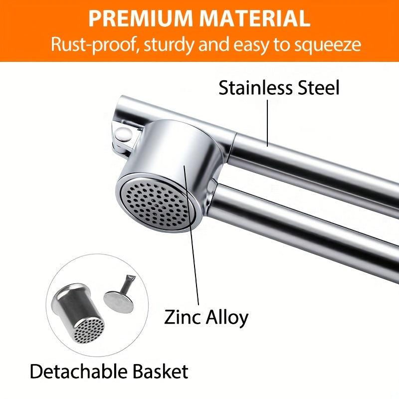 Stainless Steel Garlic Press Multifunctional & Washable Kitchen Gadget