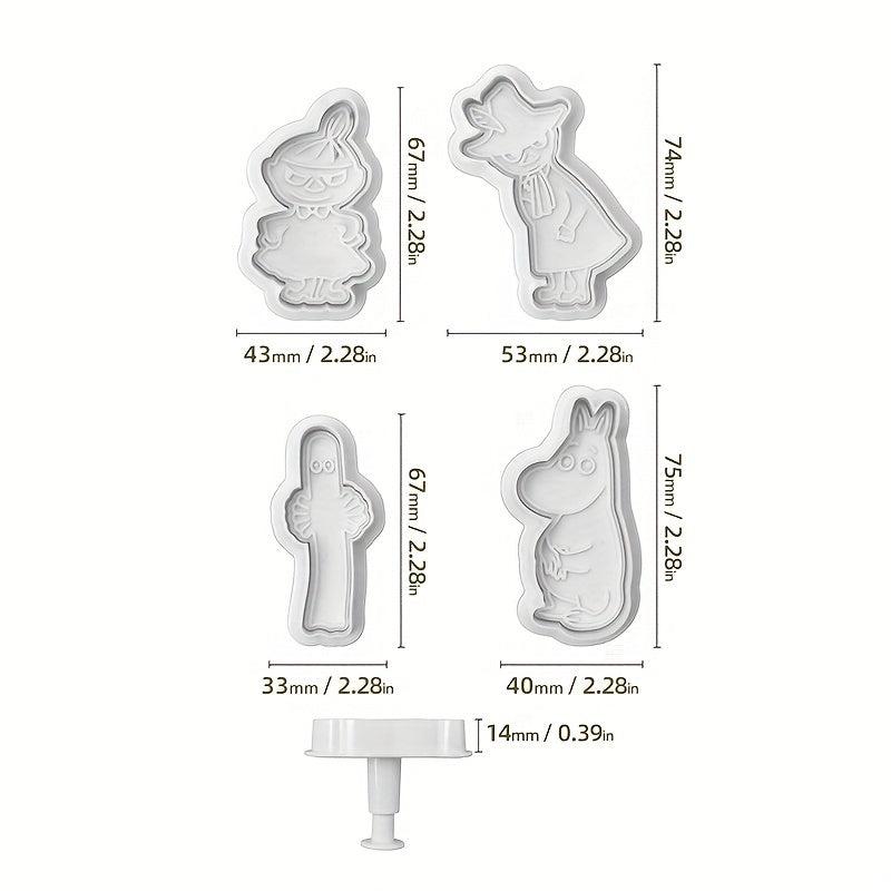 4pcs Cartoon Cookie Cutters Plastic Candy Mold Biscuit Chocolate Cake