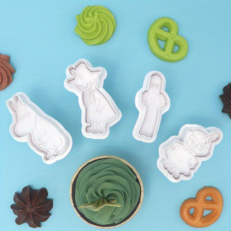 4pcs Cartoon Cookie Cutters Plastic Candy Mold Biscuit Chocolate Cake