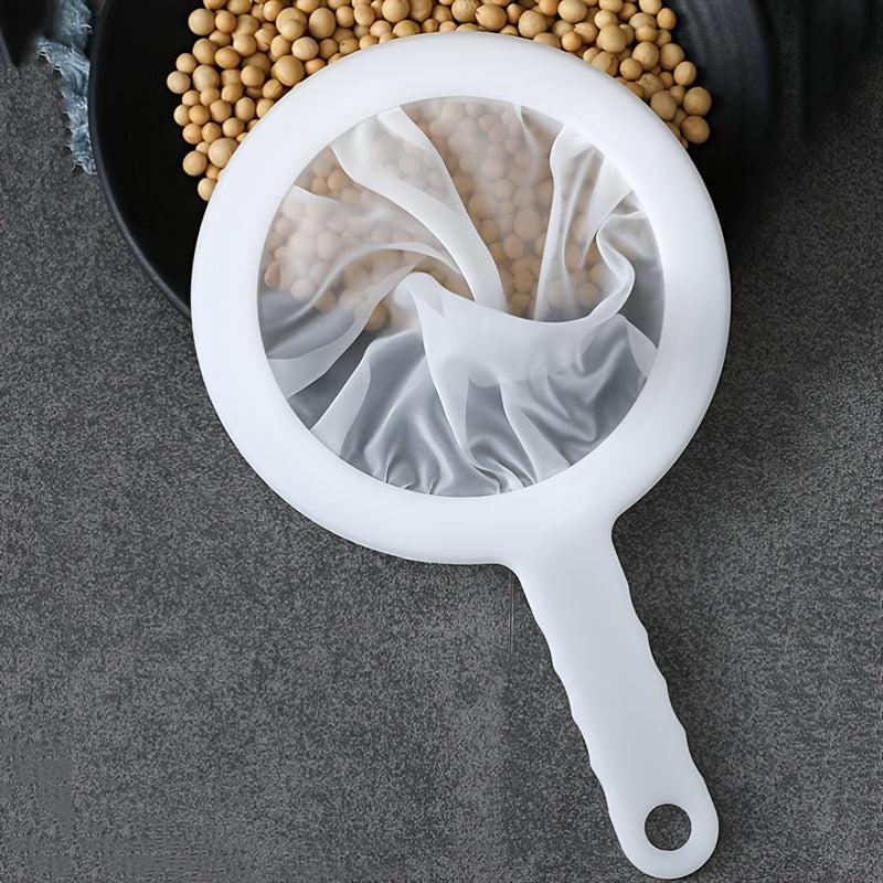 1pc Mesh Sieve Nylon Strainer With Handle For Tea Juice Flour Soy Milk Kitchen