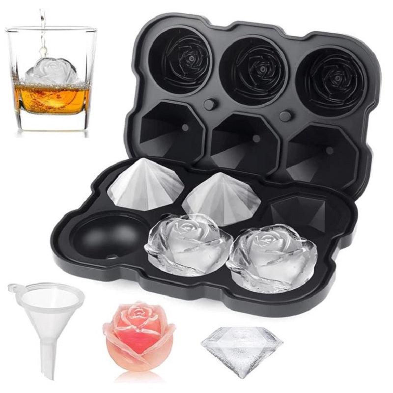 Silicone Rose Ice Cube Trays with Covers, Easy Release Large Ice Cube Form