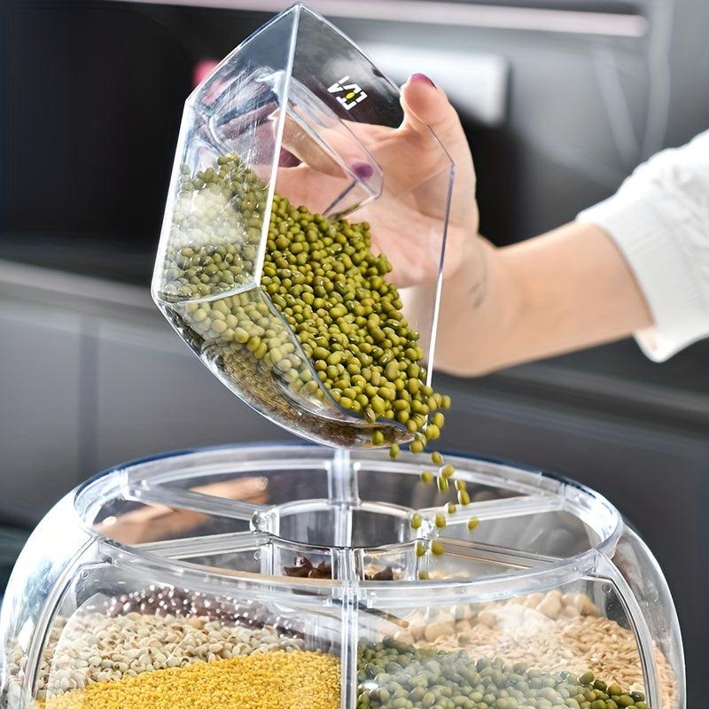 360 Rotating Rice & Grain Storage Container with Lid