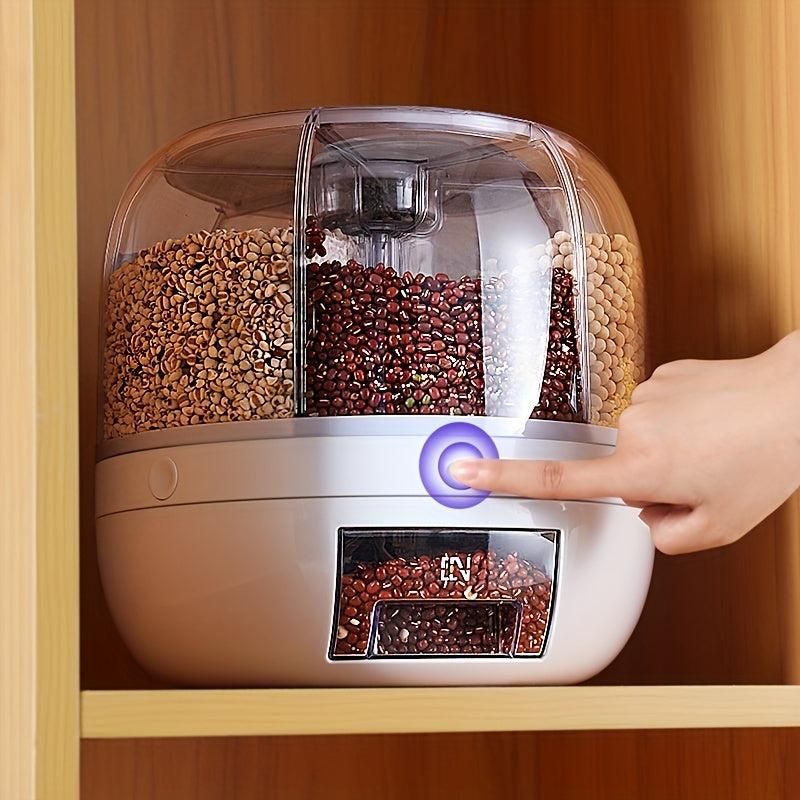 360 Rotating Rice & Grain Storage Container with Lid