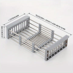 Extendable Drain Basket Dish Rack Rectangular Storage Drain Rack