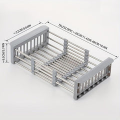 Extendable Drain Basket Dish Rack Rectangular Storage Drain Rack