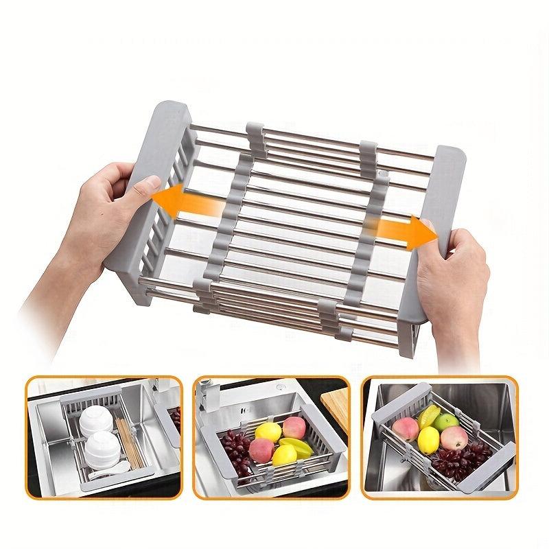 Extendable Drain Basket Dish Rack Rectangular Storage Drain Rack