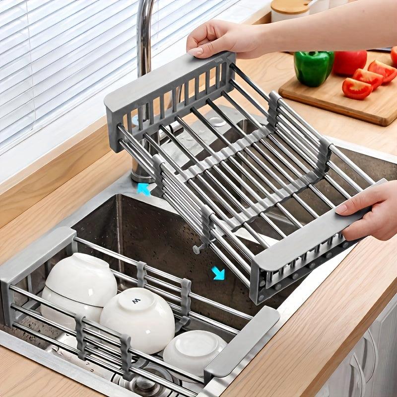 Extendable Drain Basket Dish Rack Rectangular Storage Drain Rack