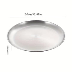 Stainless Steel Large Pizza Tray Fruit Salad Snack Cookie Plate