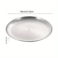 Stainless Steel Large Pizza Tray Fruit Salad Snack Cookie Plate
