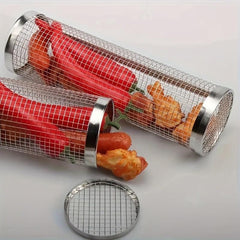 Stainless Steel BBQ Grill Mesh Round Grilled Cage For Veggies Fish