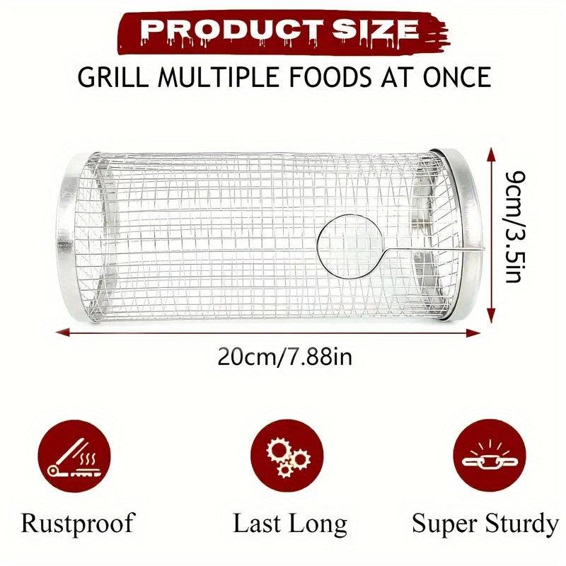 Stainless Steel BBQ Grill Mesh Round Grilled Cage For Veggies Fish
