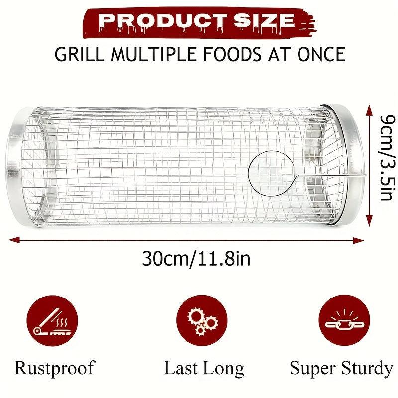 Stainless Steel BBQ Grill Mesh Round Grilled Cage For Veggies Fish