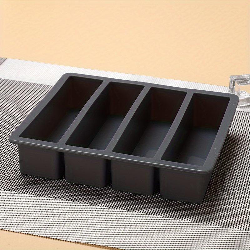 Long Silicone 4 Grids Ice Cube Square Tray Mold Non-toxic Durable Wine Ice Cube