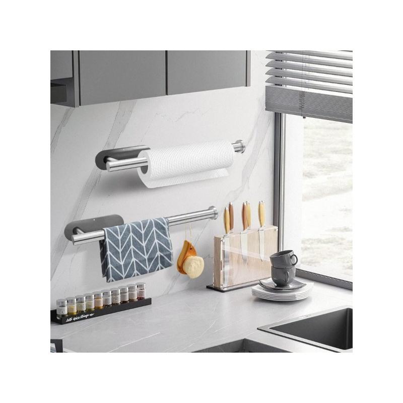 Adhesive Stainless Steel Paper Towel Holder Kitchen Wall Mount