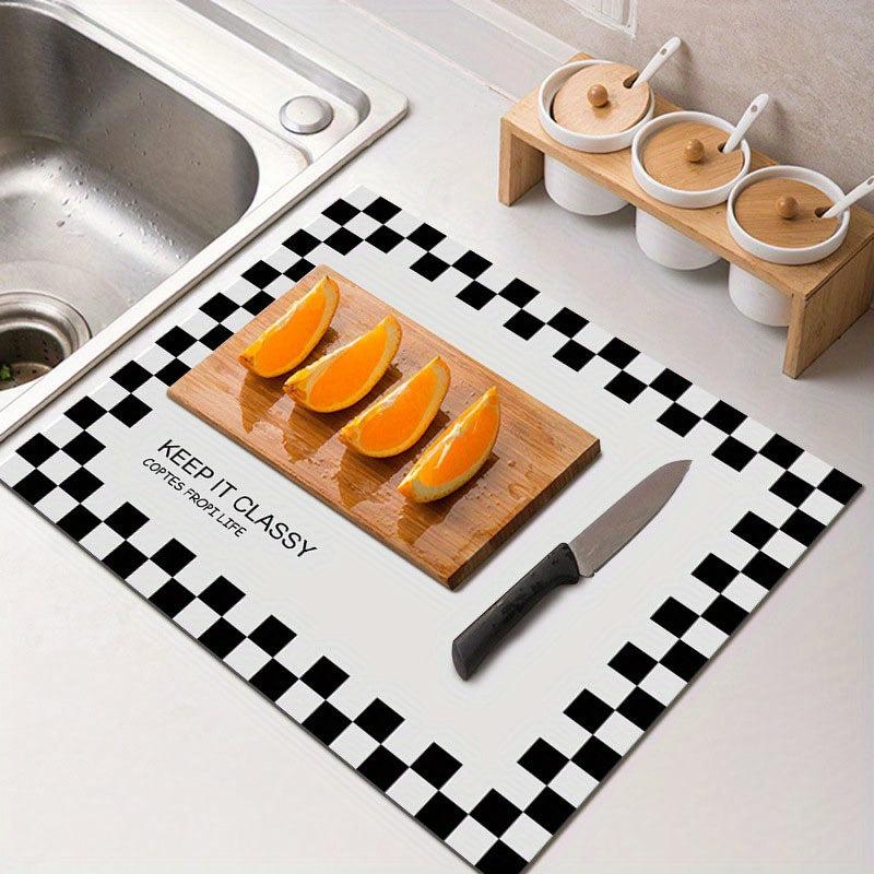 Checkerboard Drying Mat Non Slip Absorbent Coffee Machine Mat