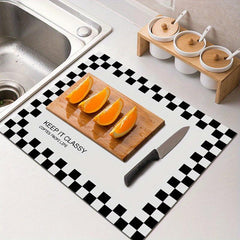 Checkerboard Drying Mat Non Slip Absorbent Coffee Machine Mat