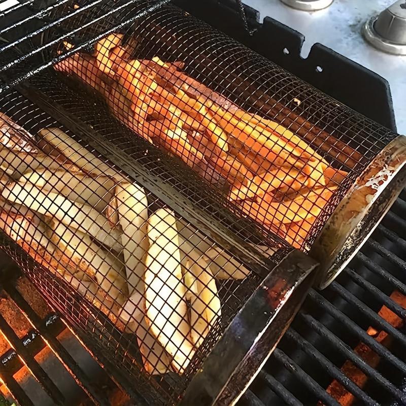 Stainless Steel BBQ Rolling Grill Basket