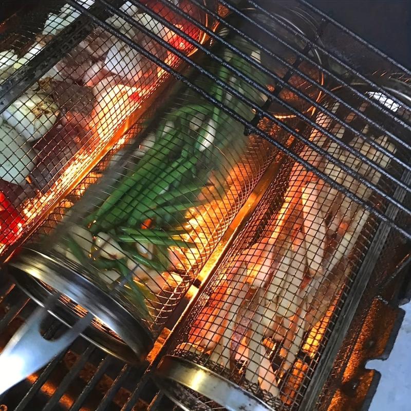 Stainless Steel BBQ Rolling Grill Basket