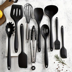 10pcs Silicone Kitchen Utensils Set Heat Resistant Spoon Spatula Beater Brush