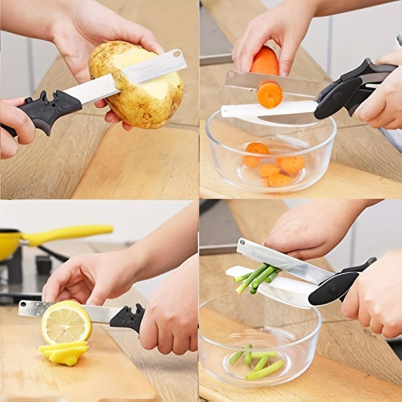 2 In 1 Food Cutter Kitchen Scissors Salad Chopper Vegetable Cutter