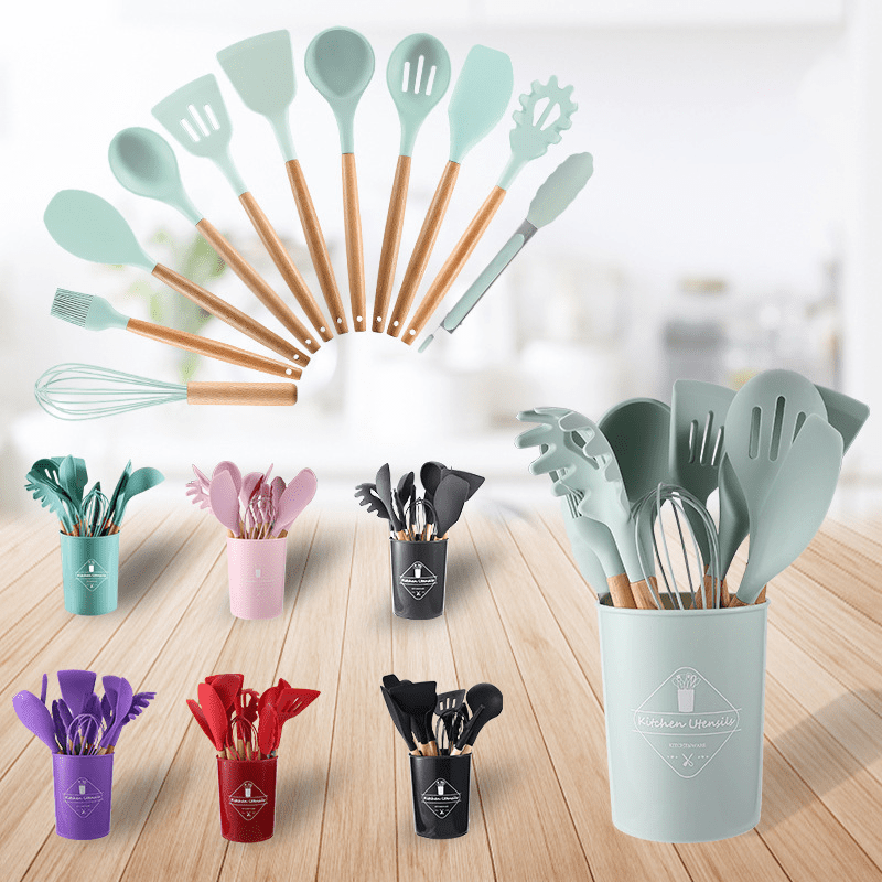 11pcs Silicone Kitchenware Set Non-stick Pot Cooking Set