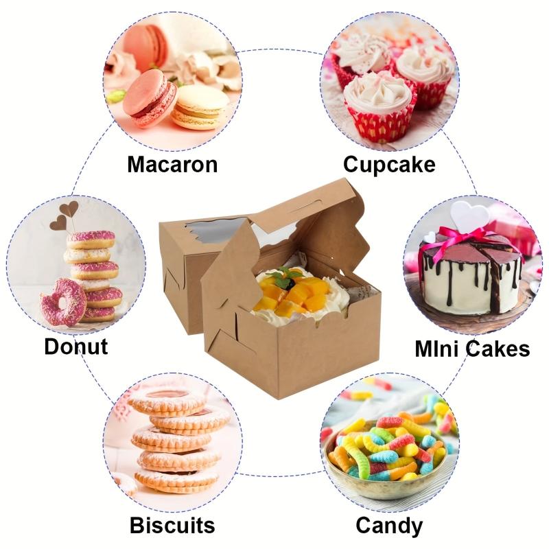 50 Bakery Boxes with Window and Stickers 10x7x2.6 cm