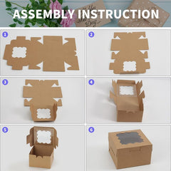 50 Bakery Boxes with Window and Stickers 10x7x2.6 cm