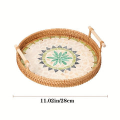 Rattan Woven Shell Tray Double Ear Tray Snack Fruit Basket