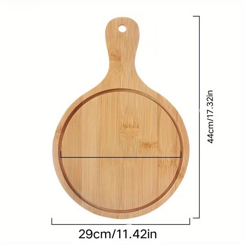 Bamboo Pizza Board Round Wooden Pizza Tray With Handle