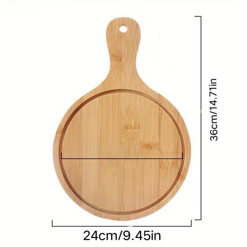 Bamboo Pizza Board Round Wooden Pizza Tray With Handle