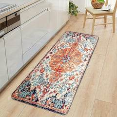 Floral Print Kitchen Rug Vintage Bohemian Non slip Floor Mat Washable