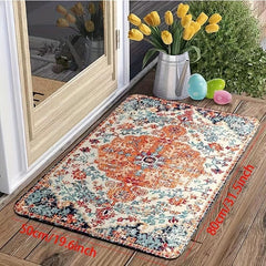 Floral Print Kitchen Rug Vintage Bohemian Non slip Floor Mat Washable