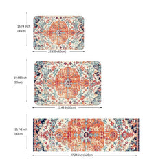 Floral Print Kitchen Rug Vintage Bohemian Non slip Floor Mat Washable
