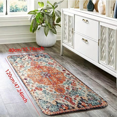 Floral Print Kitchen Rug Vintage Bohemian Non slip Floor Mat Washable