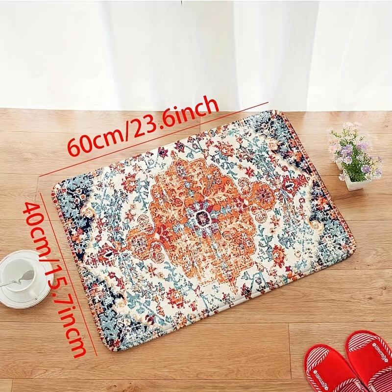 Floral Print Kitchen Rug Vintage Bohemian Non slip Floor Mat Washable