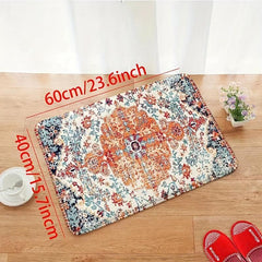 Floral Print Kitchen Rug Vintage Bohemian Non slip Floor Mat Washable