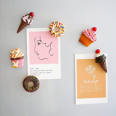 Food Magnets for Kitchen Decor Ice Cream Donut for Whiteboard