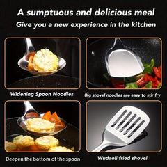 5pcs Stainless Steel Utensil Set Spatula Ladle Slotted Turner Rice Paddle Spoon