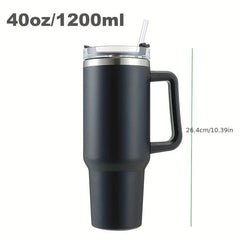 Anti Slip Stainless Steel Water Bottle 40oz with Straw Lid and Portable Handle