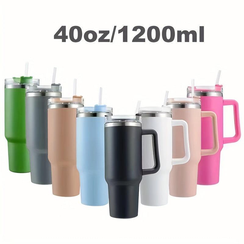 Anti Slip Stainless Steel Water Bottle 40oz with Straw Lid and Portable Handle