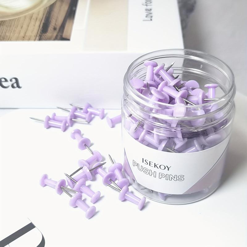 100 Purple Push Pins Bulletin Board Thumb Tacks for Wall