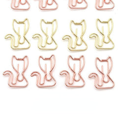 20pcs Mix Colors Metal Paper Clips Cat Bookmarks For Office Notebook Accessory