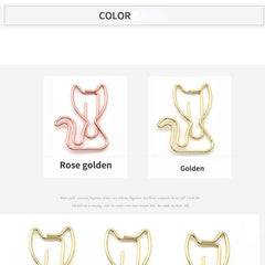 20pcs Mix Colors Metal Paper Clips Cat Bookmarks For Office Notebook Accessory