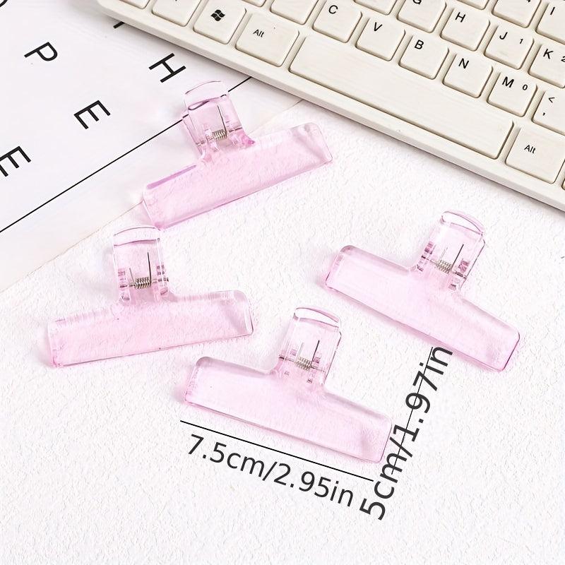 4pcs Transparent Acrylic Clip Student File Hand Account Large Clip