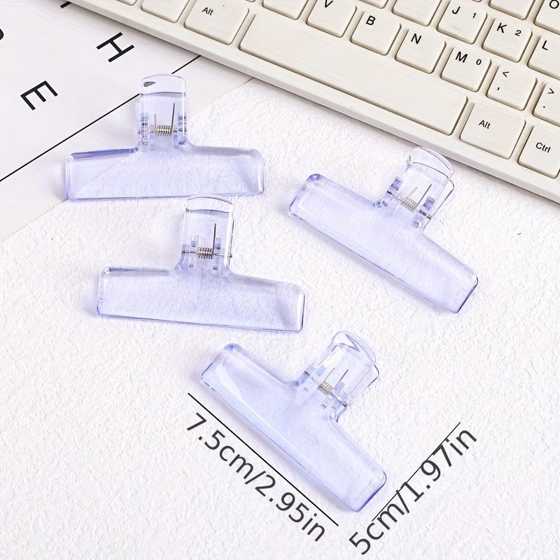 4pcs Transparent Acrylic Clip Student File Hand Account Large Clip