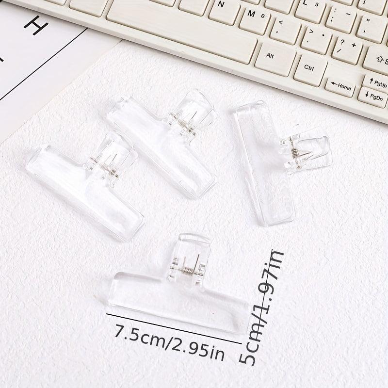 4pcs Transparent Acrylic Clip Student File Hand Account Large Clip