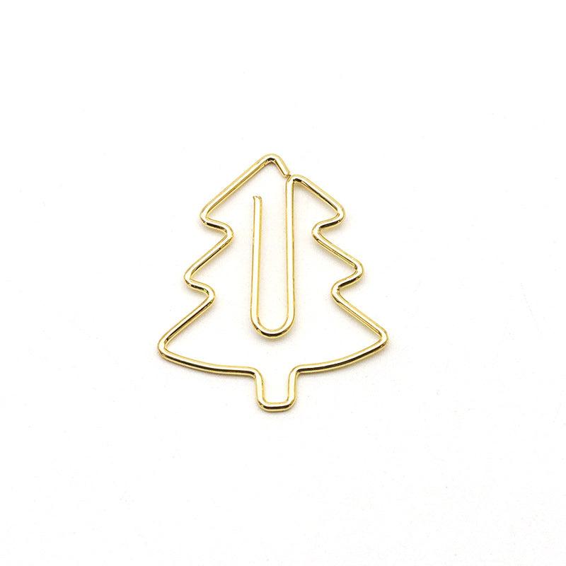 20pcs Clip Cartoon Christmas Tree Metal Bookmark