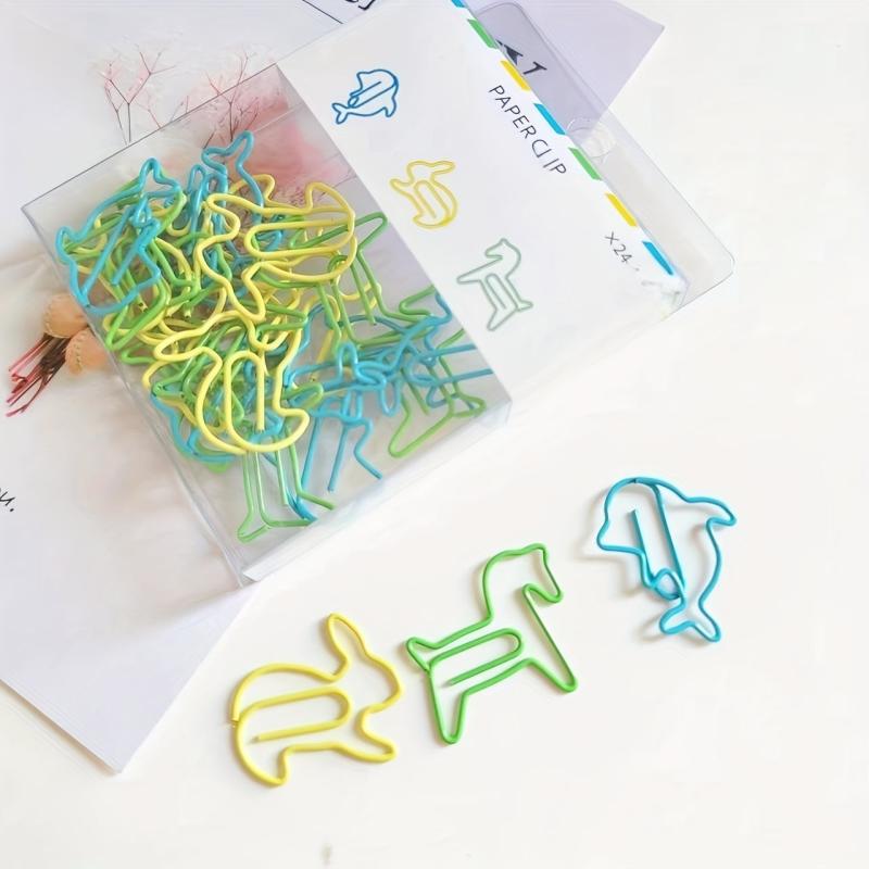 24pcs Mixed Colour Paper Clips Bookmark For Home School Office