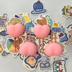 Pvc Soft Rubber Decompression Paper Clip Cartoon Shape Metal Bookmark
