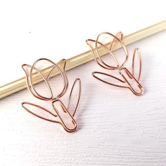 3pcs Rose Golden Tulip Paper Clip Bookmark Holder Stationery